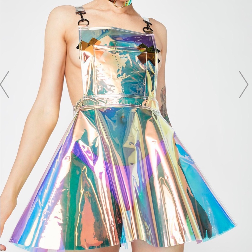 Club Exx Hologram Overall Dress $25
